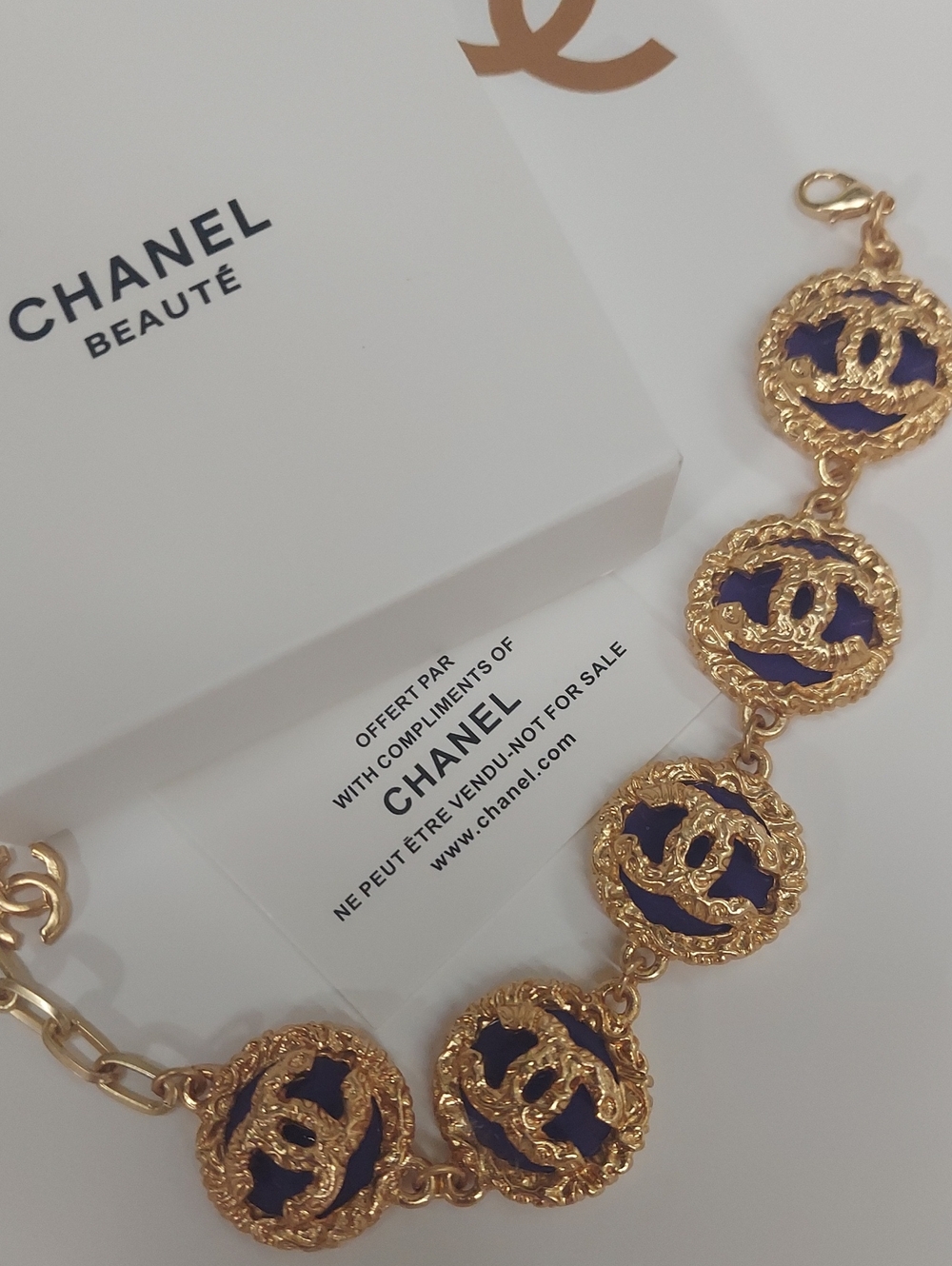 CC Gold and Deep Purple Medallion Bracelet. New GWP